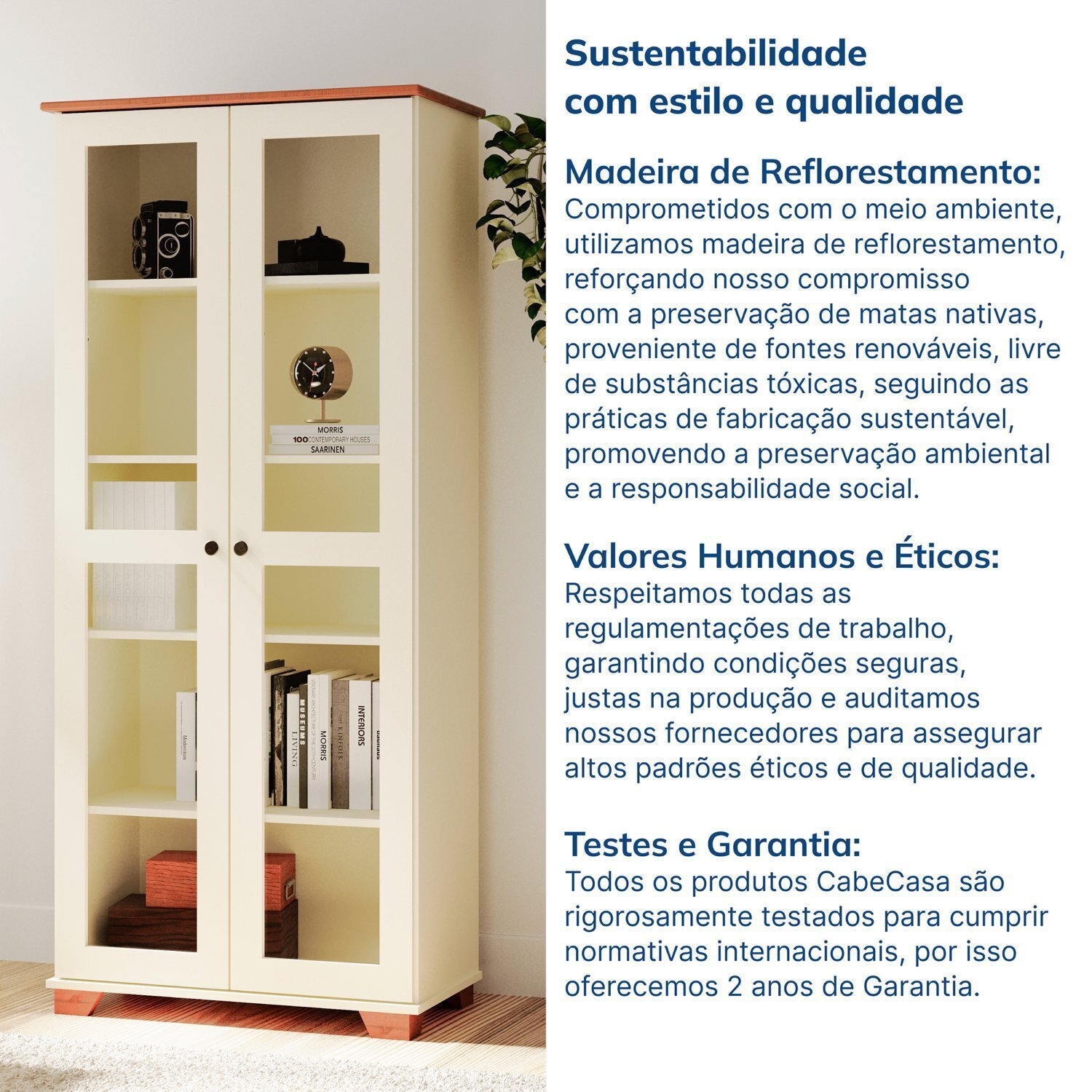 Estante para Livros com Porta de Vidro Ananda Cabecasa Madeiramadeira - 8