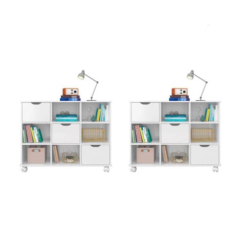Kit 2 Nichos Organizadores com 3 Gavetas Branco/Branco - FdECOR