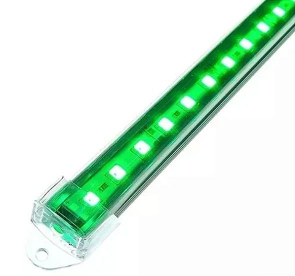 Barra Led 5054 com 100 Cm - 12v - Verde - 72 Leds - 20w - com Calha de Proteção Transparente