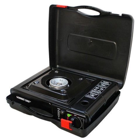 Fogareiro Portátil para Camping a Gás Butano com Acendimento Automático e Maleta