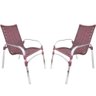 2 Cadeiras Emily Cor Vinho Dark, Estrutura Alumínio Polido, área Interna E Externa - 1