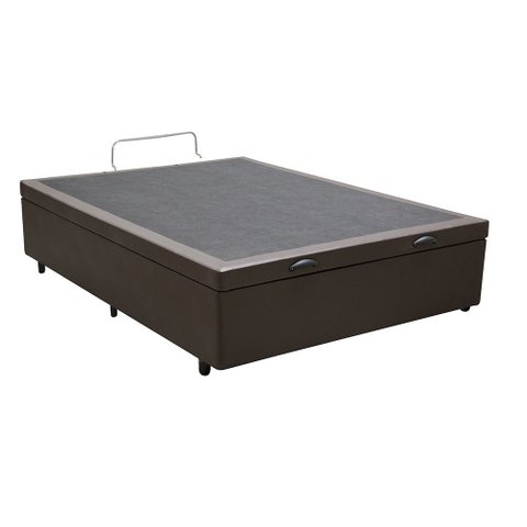 Cama Box Baú Viúvão Blindado Linhão Marrom Com 128Cm de Largura