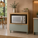 Ver imagem 1 de Balcão para Forno e Micro-Ondas Marquesa 1 Gaveta 100% MDF Marrom/Verde - Nesher
