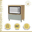Ver imagem 6 de Balcão para Forno e Micro-Ondas Marquesa 1 Gaveta 100% MDF Marrom/Verde - Nesher