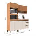 Ver imagem 4 de Cozinha Compacta Modulada 3 Peças com Torre Quente e Aéreo Ripado Cecília Marrom/Freijó/Off White
