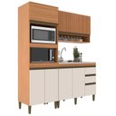 Ver imagem 3 de Cozinha Compacta Modulada 3 Peças com Torre Quente e Aéreo Ripado Cecília Marrom/Freijó/Off White