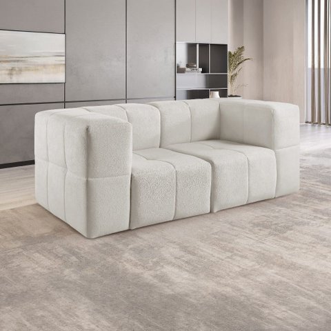 Sofá Modular 2 Lugares Bouclé Bege Nude
