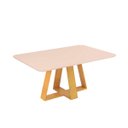 Ver imagem 1 de Mesa de Jantar Kiara 6 Lugares 160x90cm Tampo Vidro e MDF sem Cadeiras Cedro - Off White - Dj Móvei