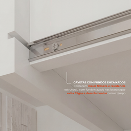 Cozinha Compacta 5 Peças 2 Balcões com Tampo 2 Armários Aéreos e Cristaleira em MDF Sevilha Branco/Carvalho - 8