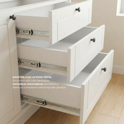 Cozinha Compacta 5 Peças 2 Balcões com Tampo 2 Armários Aéreos e Cristaleira em MDF Sevilha Branco/Carvalho - 7