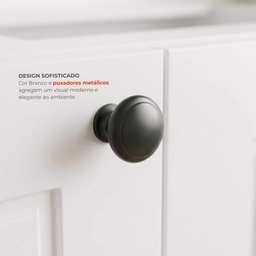 Cozinha Compacta 5 Peças 2 Balcões com Tampo 2 Armários Aéreos e Cristaleira em MDF Sevilha Branco/Carvalho - 6