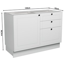 Cozinha Compacta 5 Peças 2 Balcões com Tampo 2 Armários Aéreos e Cristaleira em MDF Sevilha Branco/Carvalho - 10