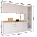 Ver imagem 4 de Cozinha Compacta Modulada 5 Peças 2 Balcões com Tampo 2 Armários Aéreos e Cristaleira em MDF Sevilha Branco/Carvalho