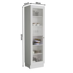 Cozinha Compacta 5 Peças 2 Balcões com Tampo 2 Armários Aéreos e Cristaleira em MDF Sevilha Branco/Carvalho - 18