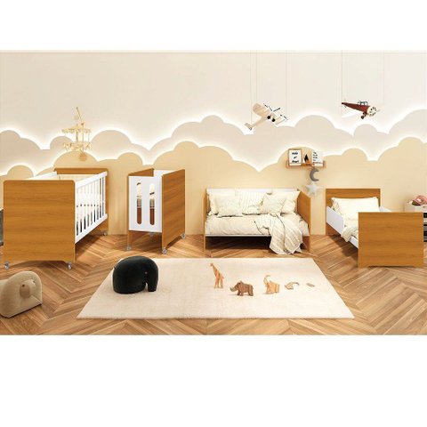 Quarto de Bebê Berço Evolution + Cômoda 6 Gvts + Colchão Savana