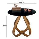 Ver imagem 2 de Mesa Lateral Bela Alice Redonda Vidro MDF Madeira 60cm Preto