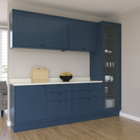 Cozinha Compacta Modulada 5 Peças 6 Portas 6 Gavetas Sevilha Azul/Cinza