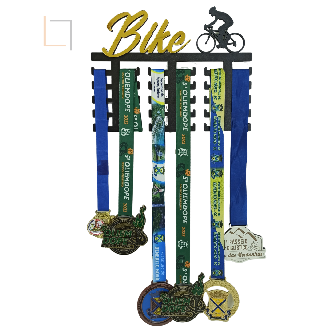 Porta Medalhas Bike - Suporte para Medalhas - Expositor para 30 Medalhas - Decoração de Parede - 1