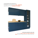 Ver imagem 5 de Cozinha Compacta Modulada 5 Peças 2 Balcões com Tampo 2 Armários Aéreos e Cristaleira em MDF Sevilha Azul/Carvalho