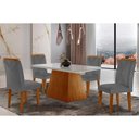 Ver imagem 1 de Conjunto: Mesa de Cozinha Luna Tampo Madeirado C/ Vidro Canto Curvo 120x80 e 4 Cadeiras Amsterdã
