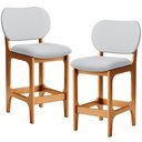 Ver imagem 1 de Kit 02 Banquetas Baixa Bar Cozinha E Sala De Jantar Fixa Betta L02 Imbuia Linho Cinza - Lyam Decor