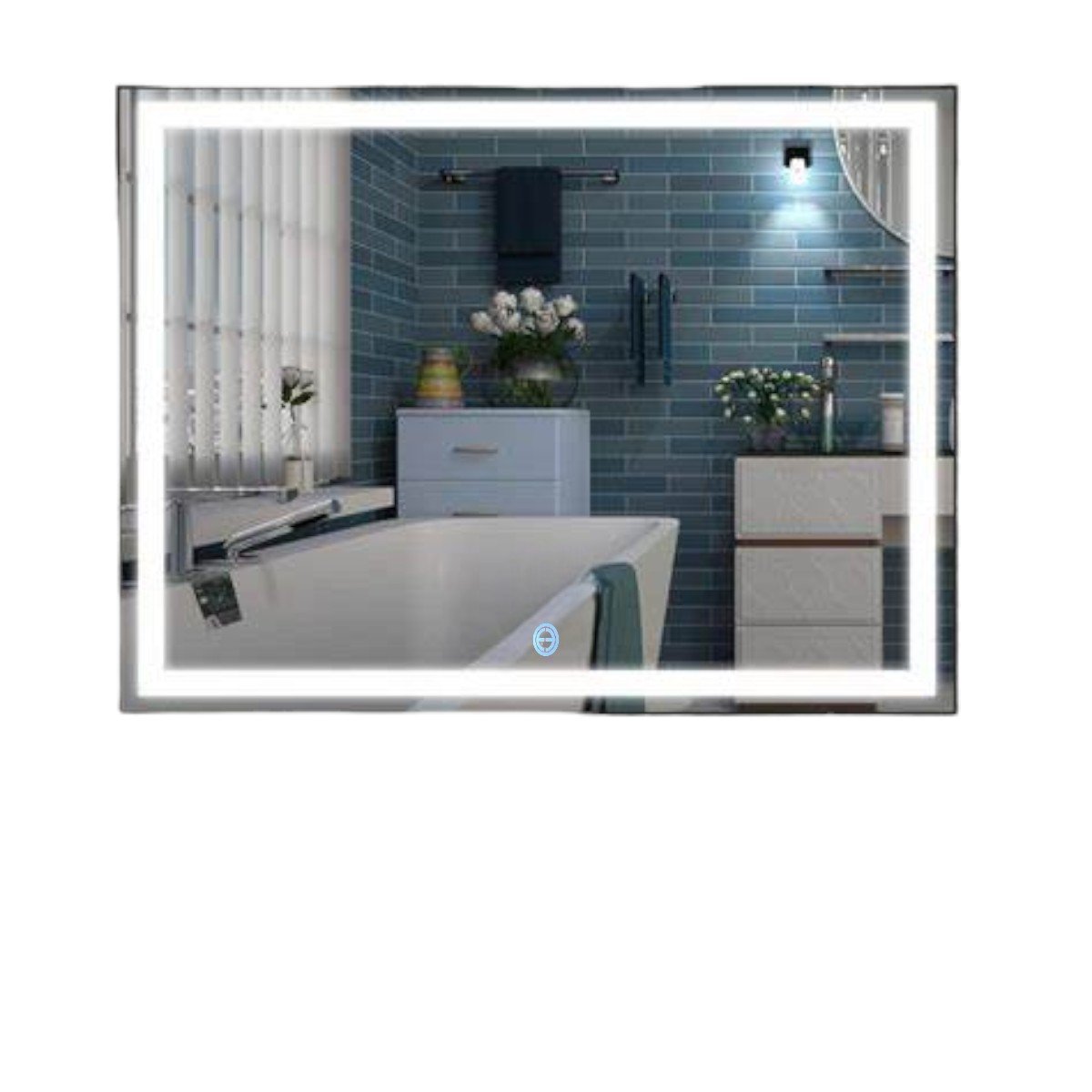 Espelho com Led Parede Retangulo Decorativo 100 X 80 Cm Retangular Jateado com Led Branco Frio Lapid - 2