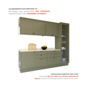 Ver imagem 5 de Cozinha Compacta Modulada 5 Peças 2 Balcões com Tampo 2 Armários Aéreos e Cristaleira em MDF Sevilha Verde/Cinza