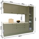 Ver imagem 4 de Cozinha Compacta Modulada 5 Peças 2 Balcões com Tampo 2 Armários Aéreos e Cristaleira em MDF Sevilha Verde/Cinza