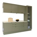 Ver imagem 3 de Cozinha Compacta Modulada 5 Peças 2 Balcões com Tampo 2 Armários Aéreos e Cristaleira em MDF Sevilha Verde/Cinza