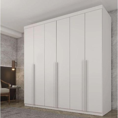Guarda Roupa Casal 6 Portas 4 Gavetas 270cm Joinville Branco - TCIL Móveis