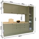 Ver imagem 4 de Cozinha Compacta Modulada 5 Peças 2 Balcões com Tampo 2 Armários Aéreos e Cristaleira em MDF Sevilha Verde/Carvalho