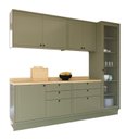 Ver imagem 3 de Cozinha Compacta Modulada 5 Peças 2 Balcões com Tampo 2 Armários Aéreos e Cristaleira em MDF Sevilha Verde/Carvalho