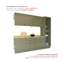 Ver imagem 5 de Cozinha Compacta Modulada 5 Peças 2 Balcões com Tampo 2 Armários Aéreos e Cristaleira em MDF Sevilha Verde/Carvalho