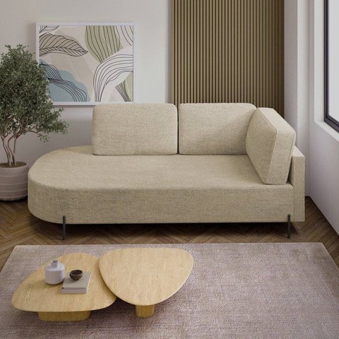 Sofá Living Orgânico 2 Lugares Linho Bege Norten 175cm