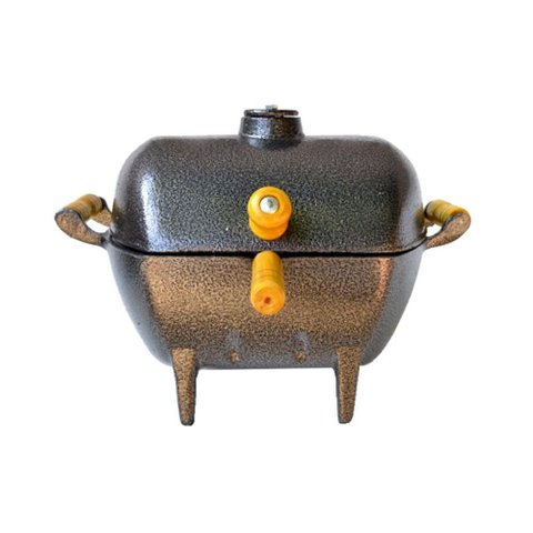 Churrasqueira Alumínio Fundido Craqueada Preta Bafo 29x23cm