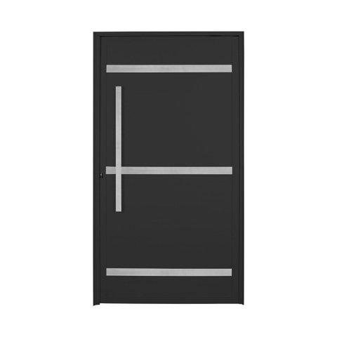 Porta de Aluminio Pivotante 220x110cm Lambril Project Abertura Esquerda Preto MGM