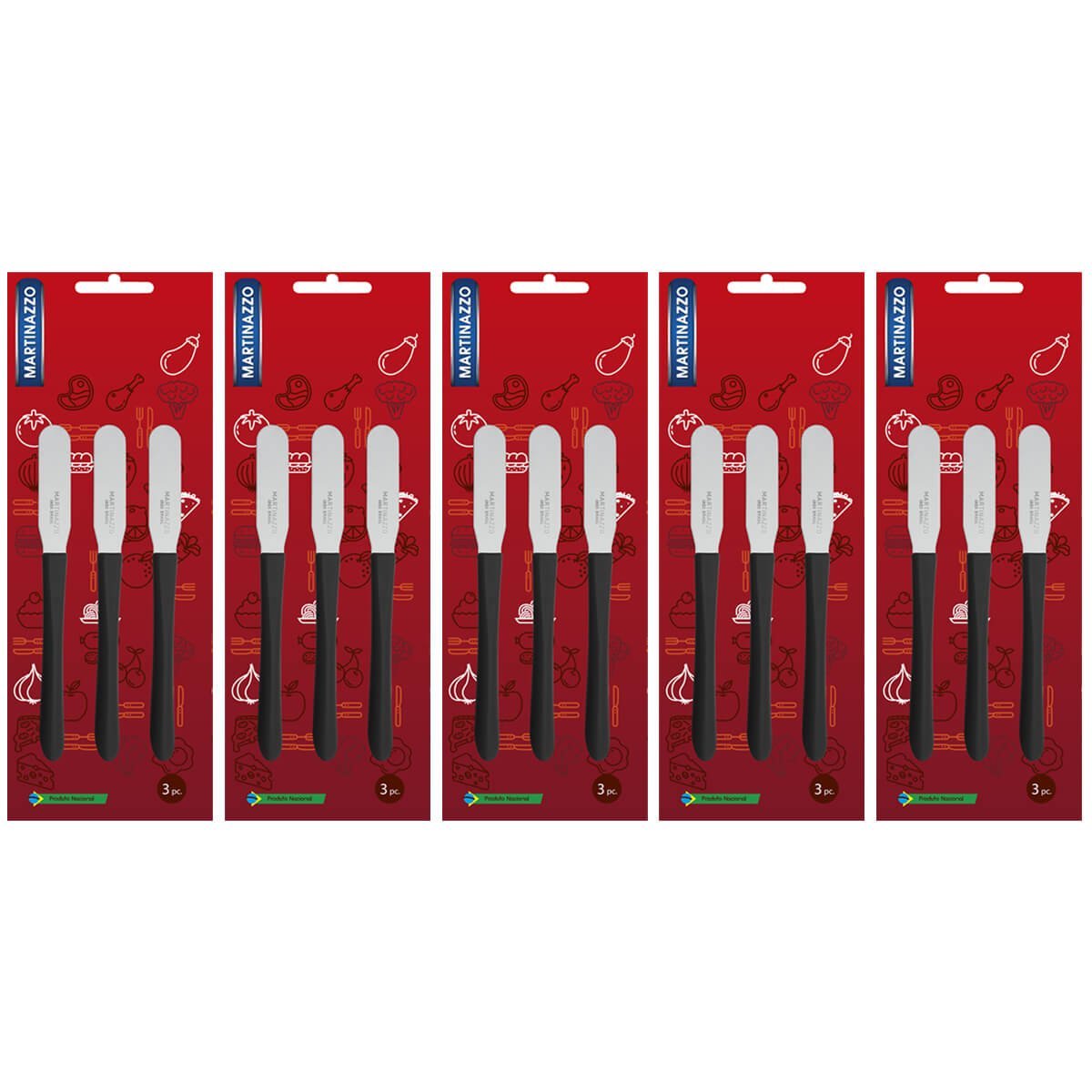 5 Conjuntos de Espátulas de Inox para Manteiga com 3 Peças cada Martinazzo Cabos Pretos - 4