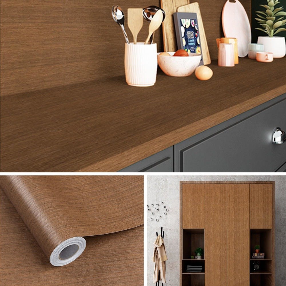 Papel de Parede Adesivo Lavavel 3d Madeira Freijó Castanho 500x60cm - 2