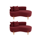 Ver imagem 1 de Kit 02 Sofá Orgânico 2 Lugares c/2 Almofadas Curvo Sala Recepção Veludo Bordô - Montanaris Decor