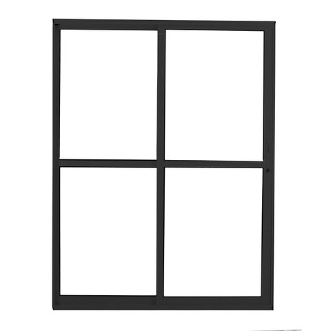 Porta de Aluminio de Correr 210x160cm 2 Folhas 1 Fixa Sólida Preto MGM
