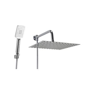 Ducha Inox 30x30 Cm C/ Desviador e Ducha Manual Abs C/ Trava