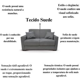 Sofá 2 Lugares Sala de Estar Recepção Suede Vitoria Cinza - 7