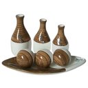 Ver imagem 1 de Jogo de Vasos Trio Garrafas e Barca 3 Esferas Cerâmica Decor - Marrom
