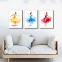 Ver imagem 2 de Kit 3 Quadros Decorativos Bailarinas Coloridas 24x18cm:moldura Preta