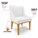 Ver imagem 3 de Kit 2 Cadeiras Estofadas Sala de Jantar Base Fixa de Madeira Castanho Lia Sintético Branco - Ibiza