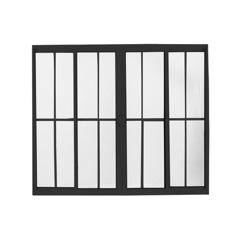 Janela de Aluminio Correr 100x150cm 4 Folhas com Grade Sólida Preto MGM