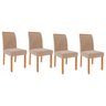 Cadeira Sala de Jantar Juliana Wood Kit 4 Un Madeirado/suede Nude Bege - Cimol - 1