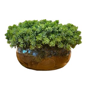 Arranjo Centro de Mesa Vaso Incolor com Verdinho Completo Decore Fácil Shop