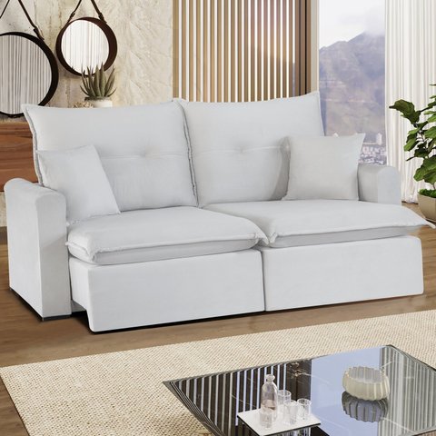 Sofá Retrátil e Reclinável Miami - Assento com Molas – 2.90 Mts Bege