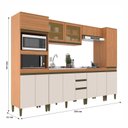 Ver imagem 4 de Cozinha Completa Modulada 6 Peças com Torre Quente Paneleiro e Vidro Reflecta Cecília Marrom/Freijó/Off White